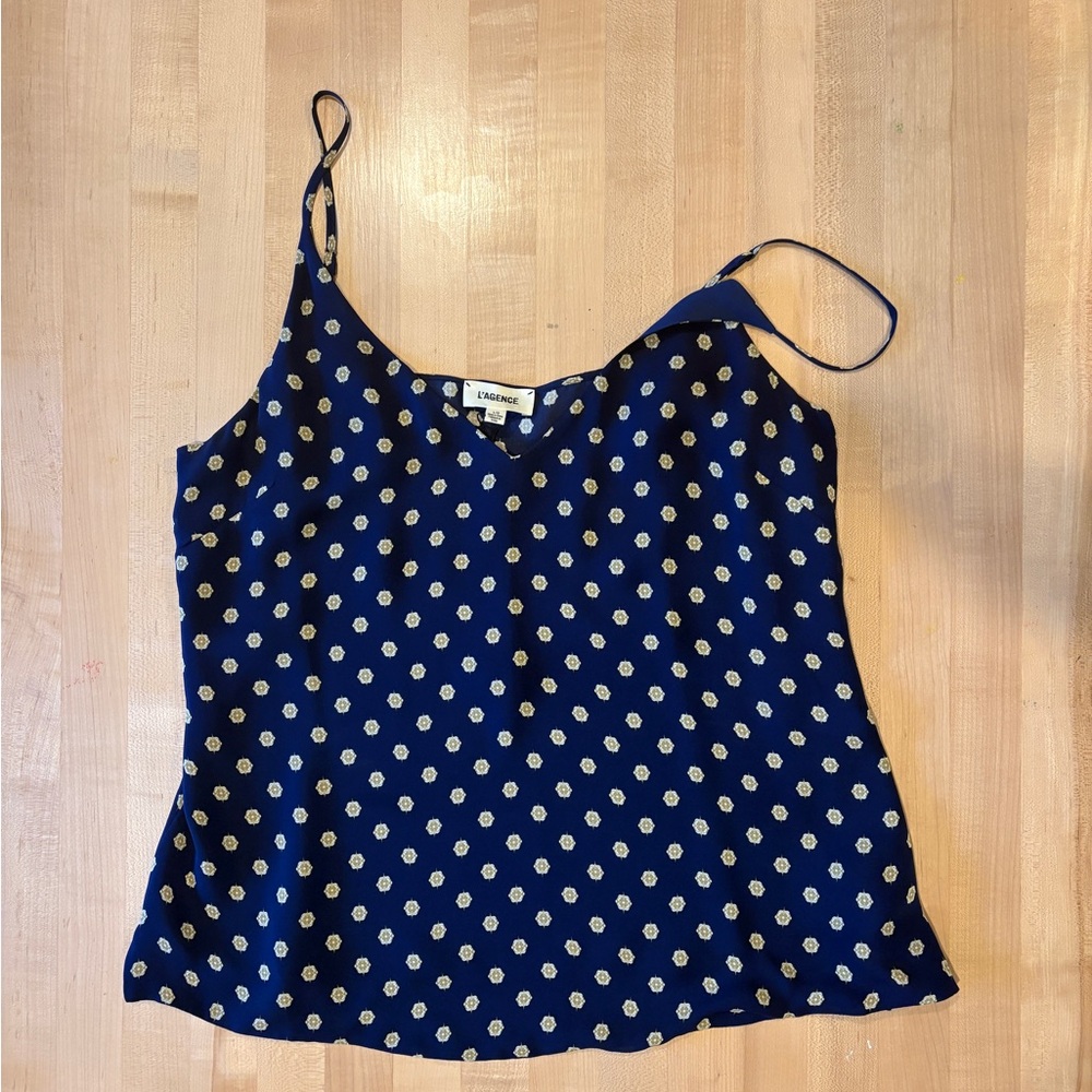 L’Agence Women's Navy Silk Camisole Top